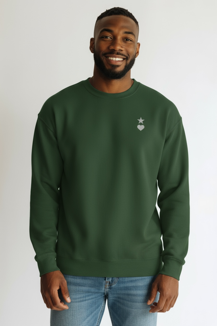 AUNO Forest Green & White Premium Mens Sweatshirt - AUNO