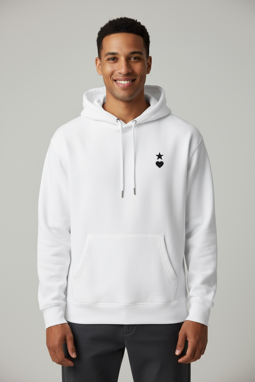 AUNO White & Black Organic Mens Hoodie - AUNO