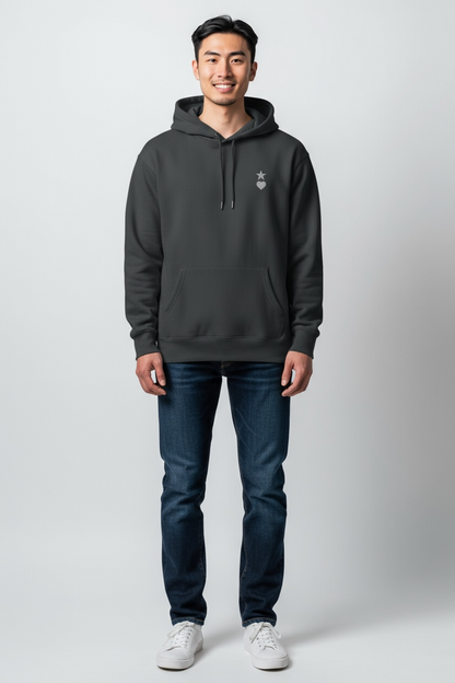 AUNO Indian Ink Grey & White Organic Mens Hoodie - AUNO