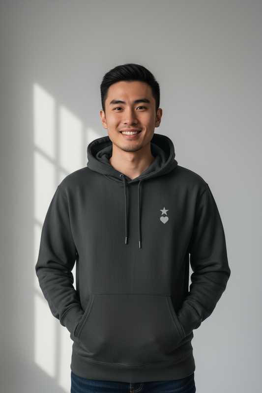 AUNO Indian Ink Grey & White Organic Mens Hoodie - AUNO