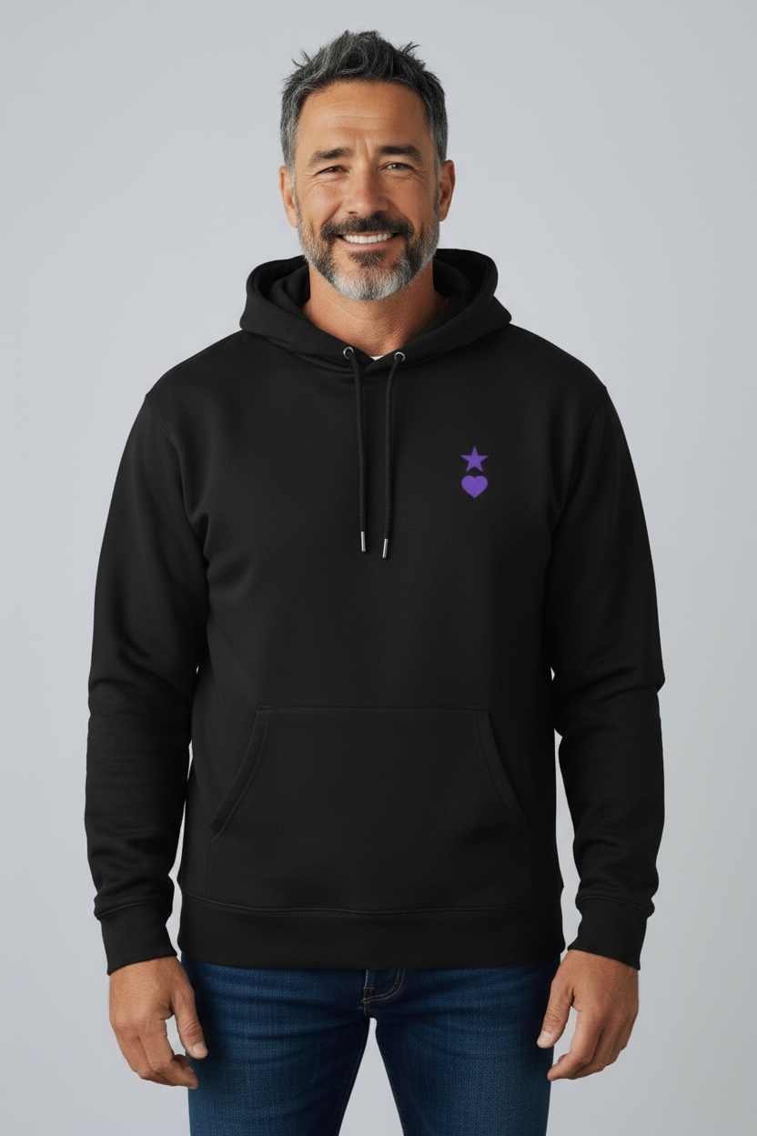 AUNO Black & Purple Organic Mens Hoodie - AUNO