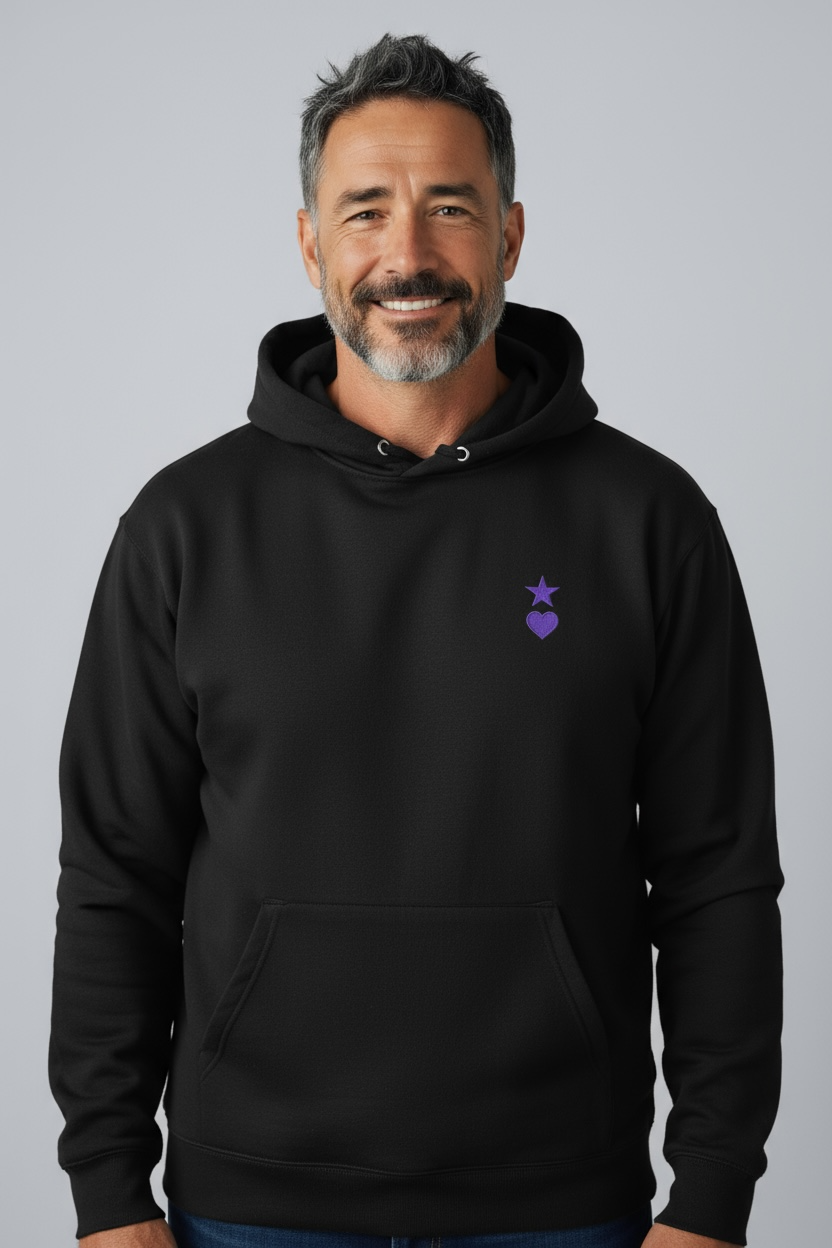 AUNO Black & Purple Organic Mens Hoodie - AUNO
