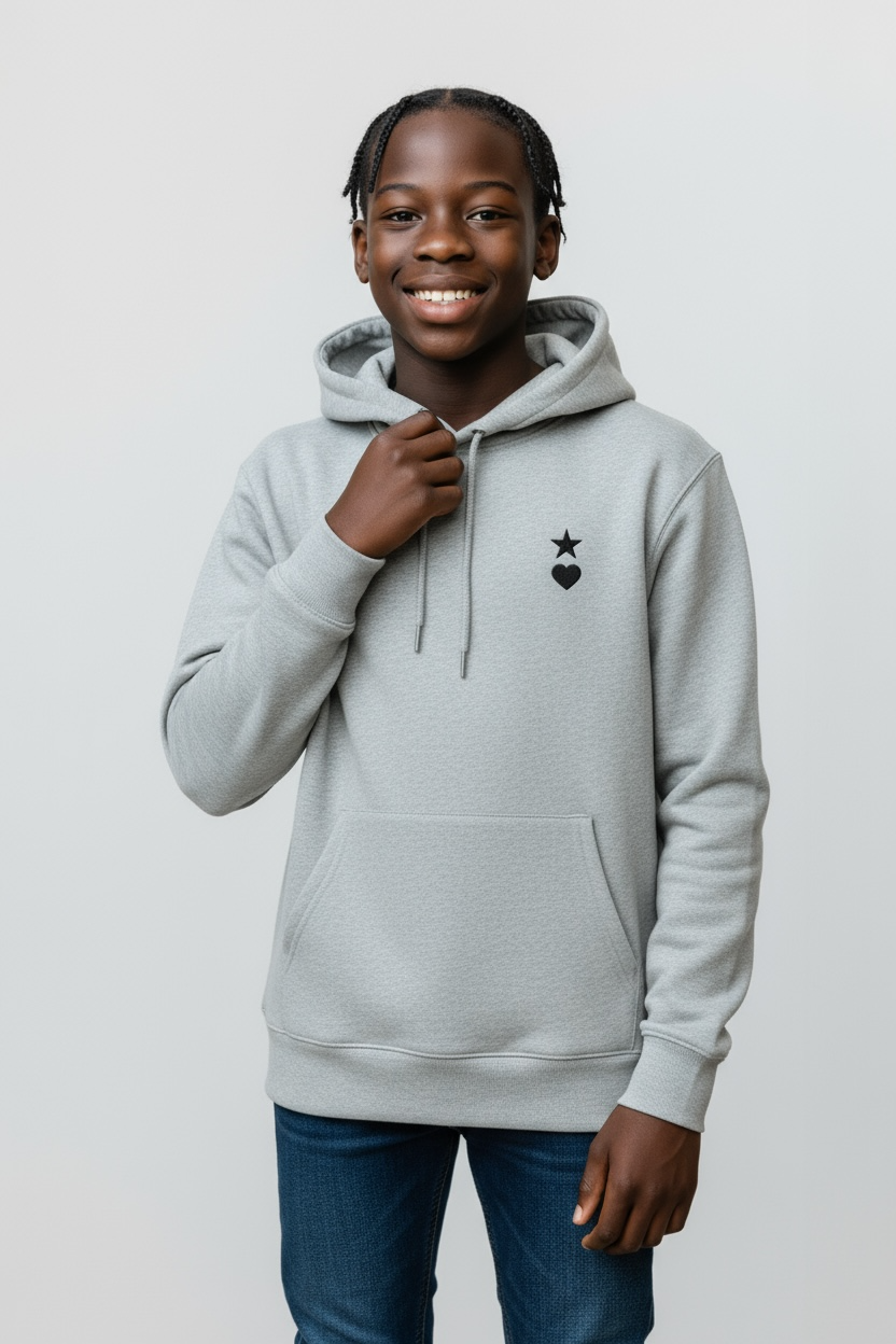 AUNO Heather Grey & Black Organic Mens Hoodie - AUNO