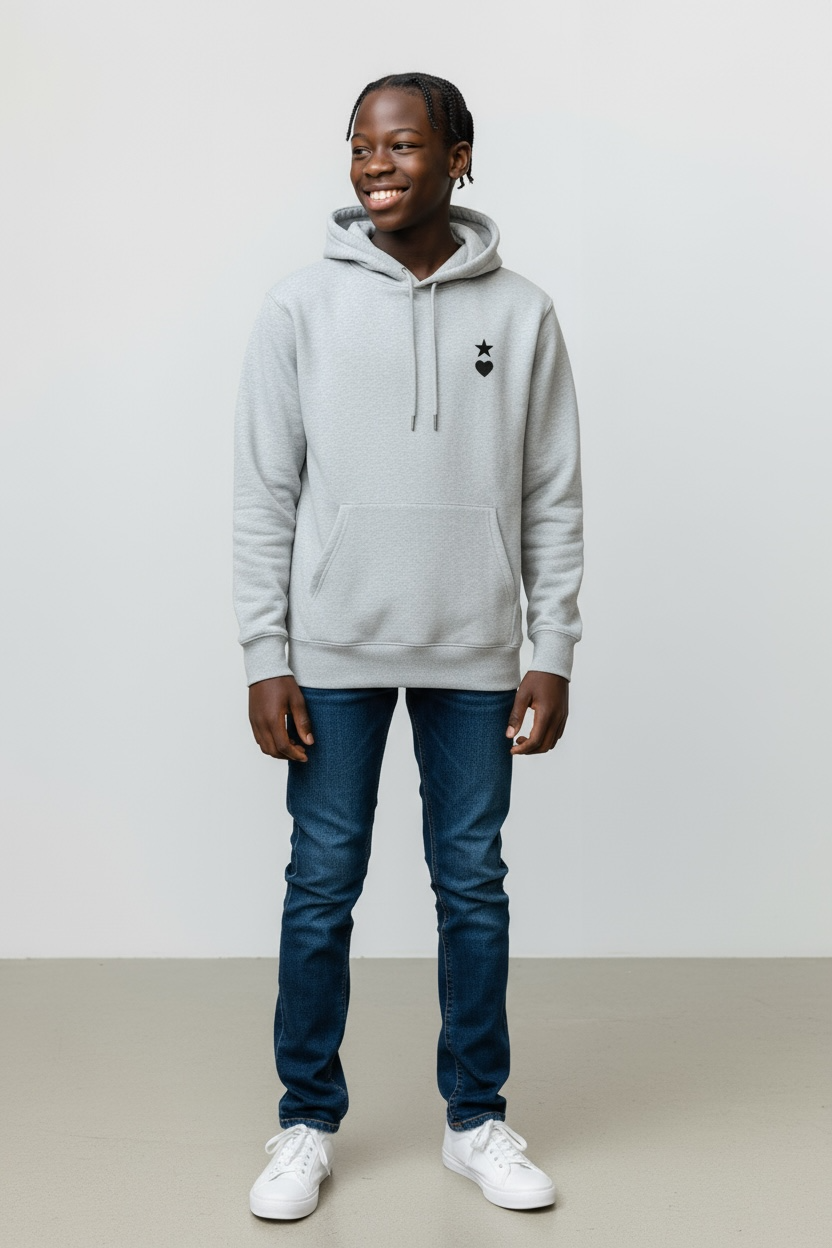 AUNO Heather Grey & Black Organic Mens Hoodie - AUNO