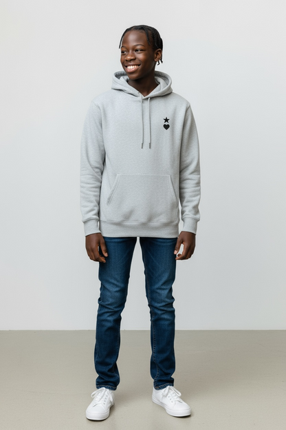 AUNO Heather Grey & Black Organic Mens Hoodie - AUNO