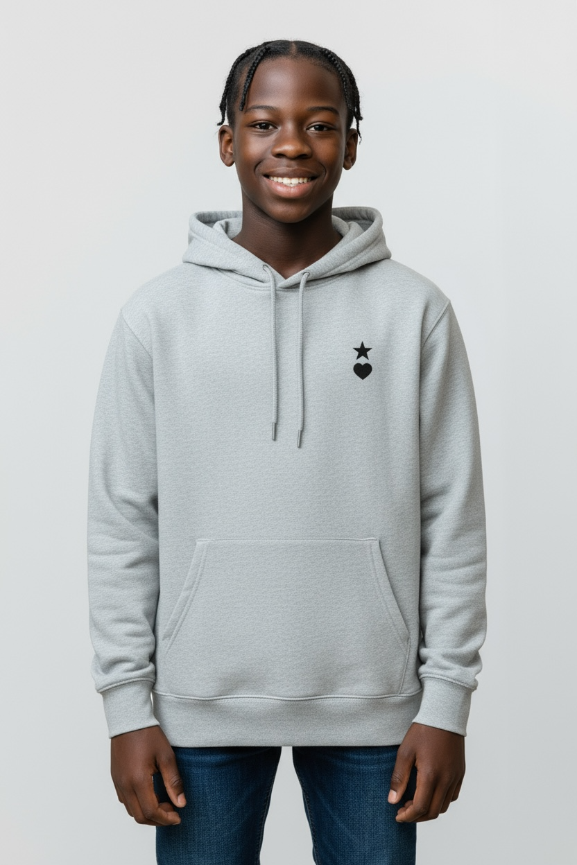 AUNO Heather Grey & Black Organic Mens Hoodie - AUNO