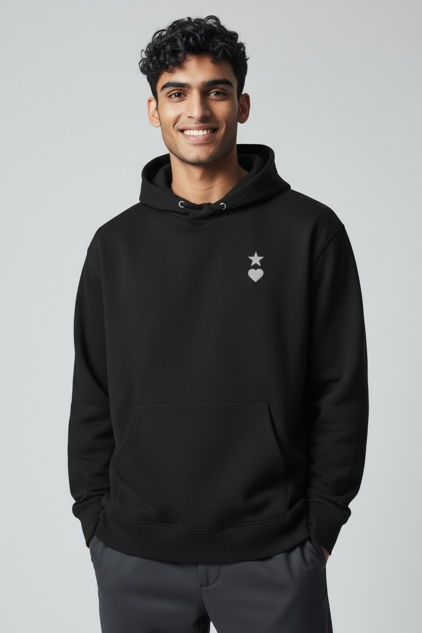 AUNO Black & White Organic Mens Hoodie - AUNO