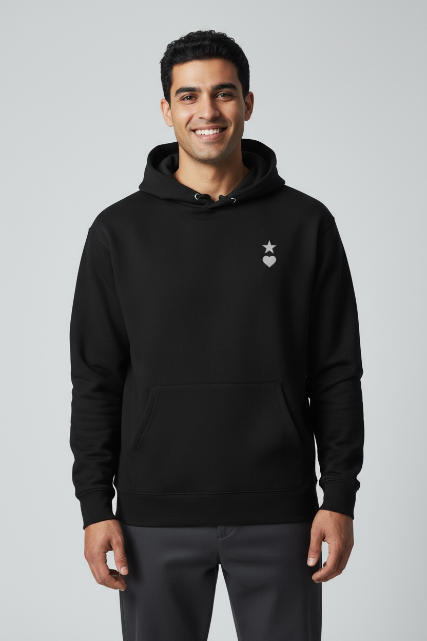 AUNO Black & White Organic Mens Hoodie - AUNO