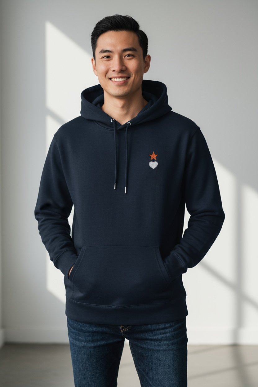 AUNO Navy Blue Organic Mens Hoodie - AUNO