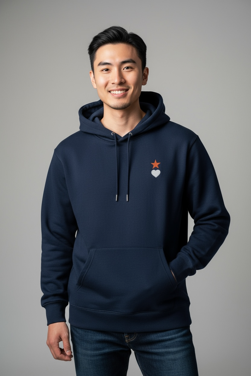 AUNO Navy Blue Organic Mens Hoodie - AUNO