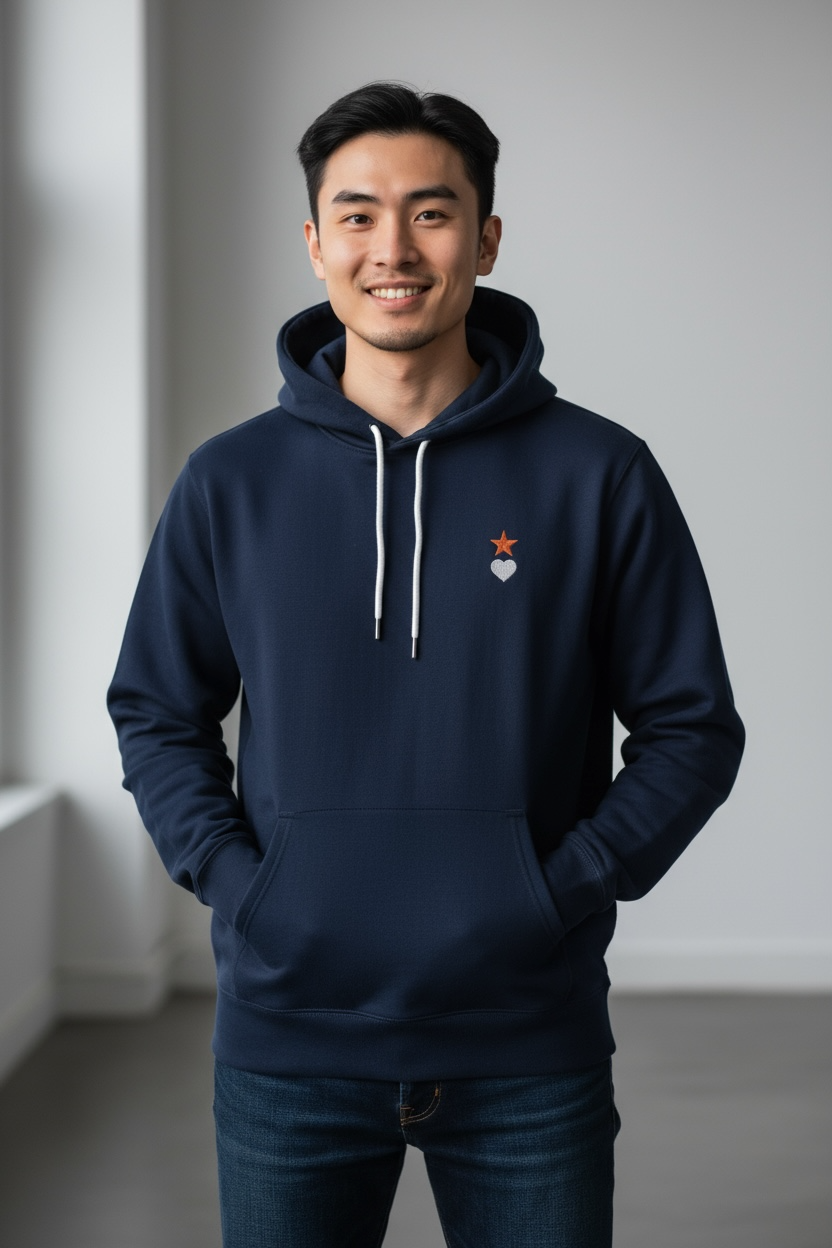 AUNO Navy Blue Organic Mens Hoodie - AUNO