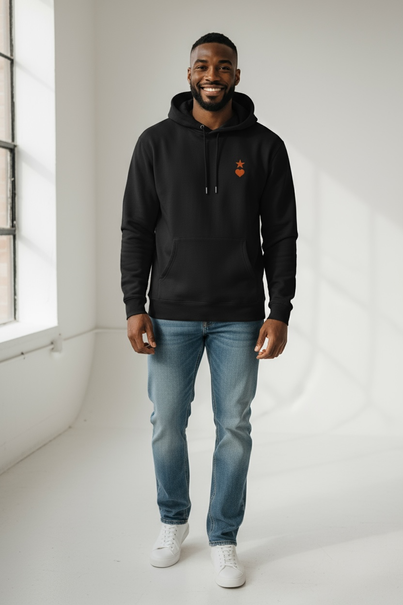 AUNO Black & Orange Organic Mens Hoodie - AUNO
