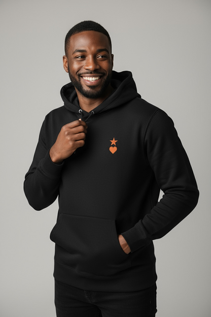 AUNO Black & Orange Organic Mens Hoodie - AUNO
