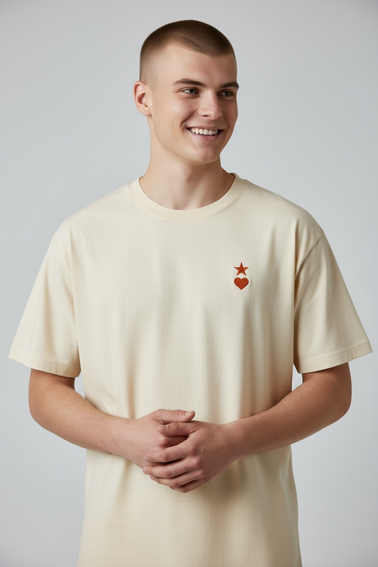 AUNO Heather Natural & Orange Mens T-Shirt - AUNO