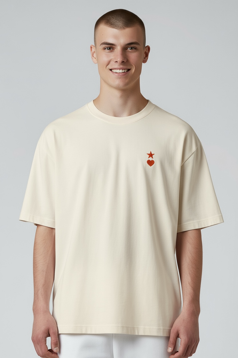 AUNO Heather Natural & Orange Mens T-Shirt - AUNO