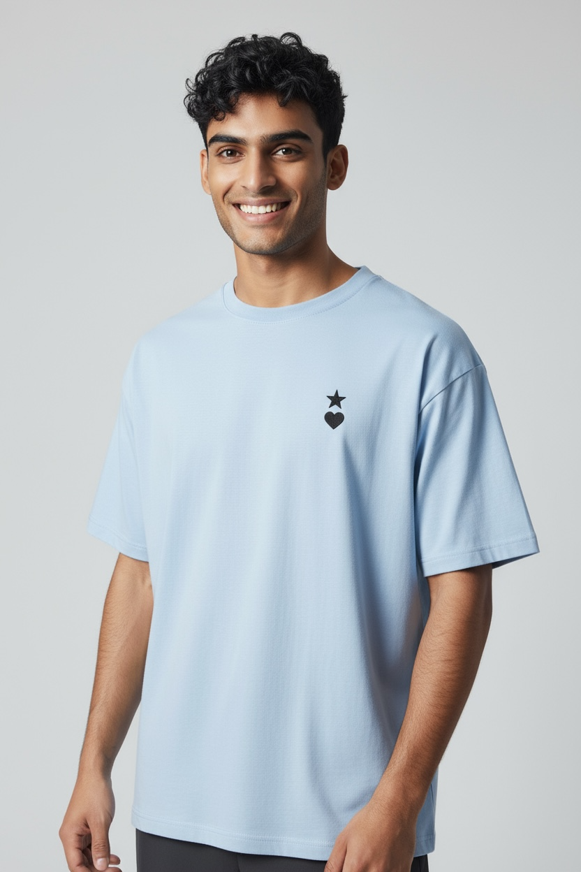 AUNO Baby Blue & Black Mens T-Shirt - AUNO