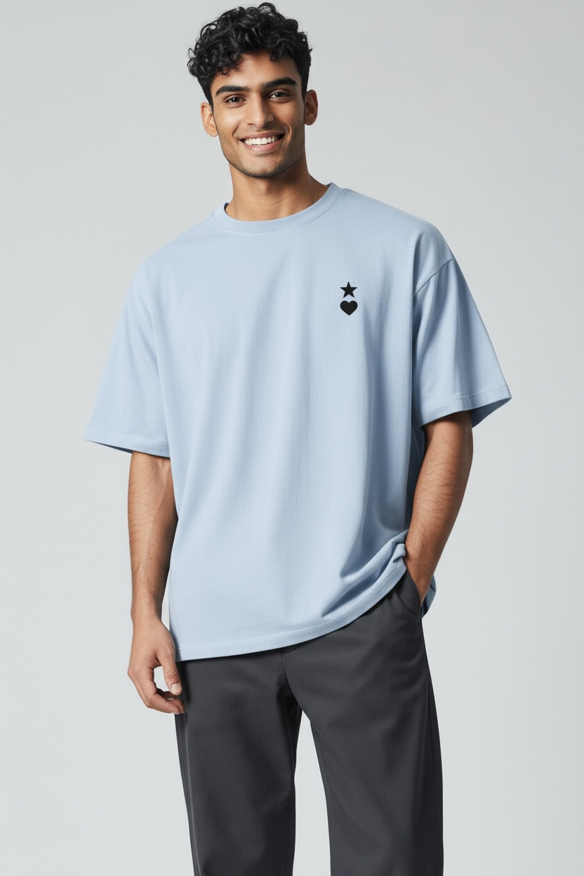 AUNO Baby Blue & Black Mens T-Shirt - AUNO