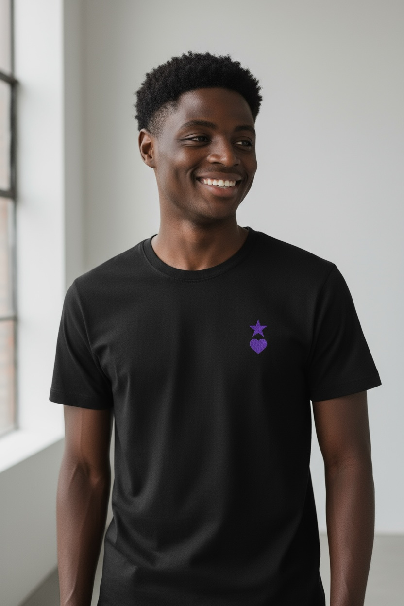 AUNO Black & Purple Mens T-Shirt - AUNO