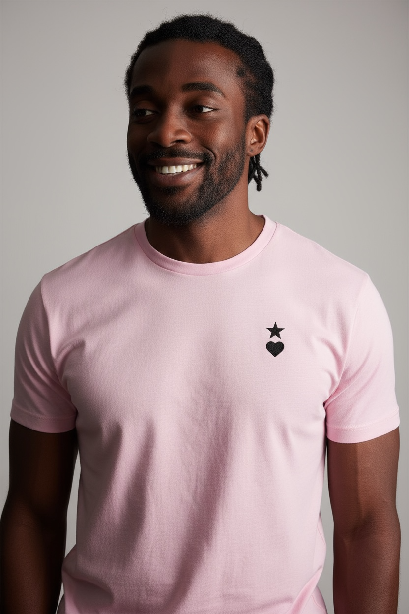 AUNO Soft Pink & Black Mens T-Shirt - AUNO