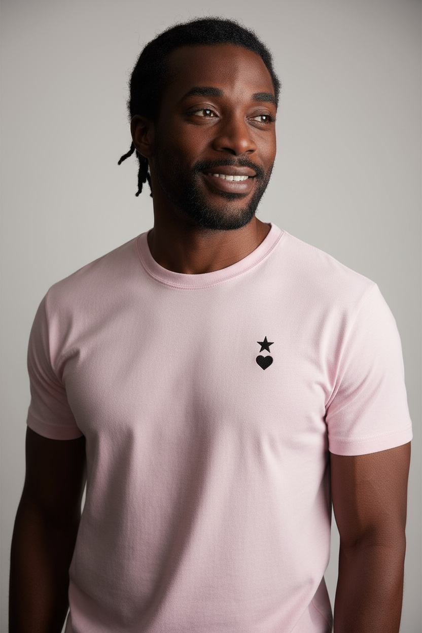 AUNO Soft Pink & Black Mens T-Shirt - AUNO