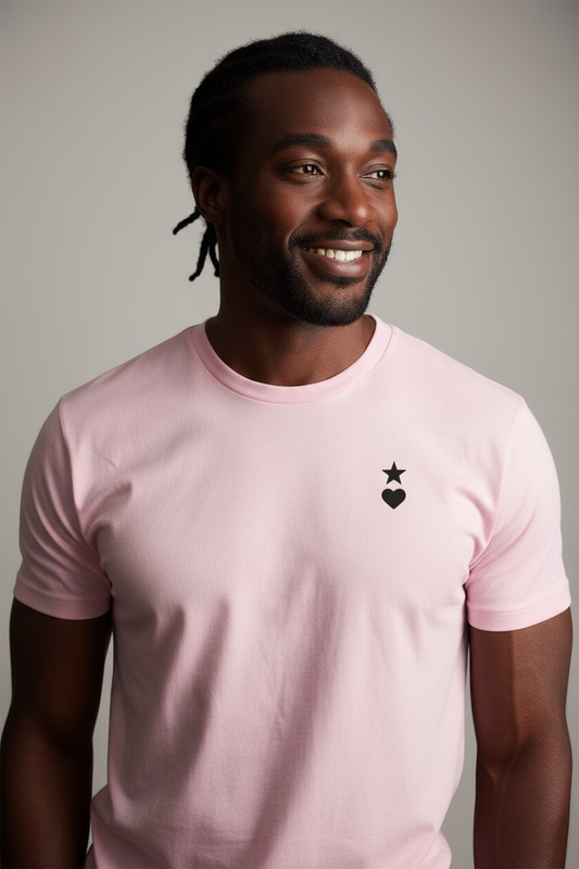 AUNO Soft Pink & Black Mens T-Shirt - AUNO