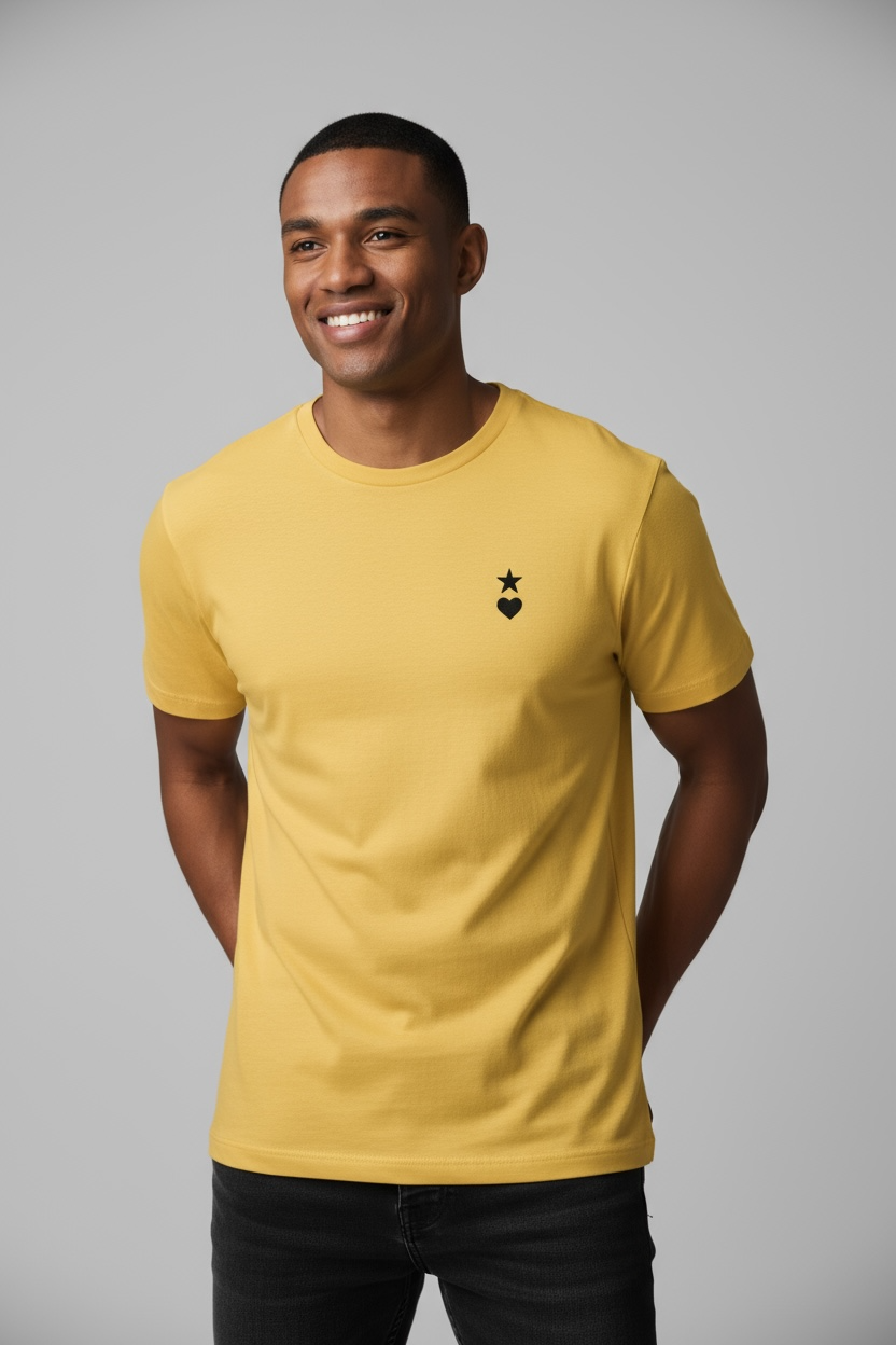 AUNO Yellow & Black Mens T-Shirts - AUNO