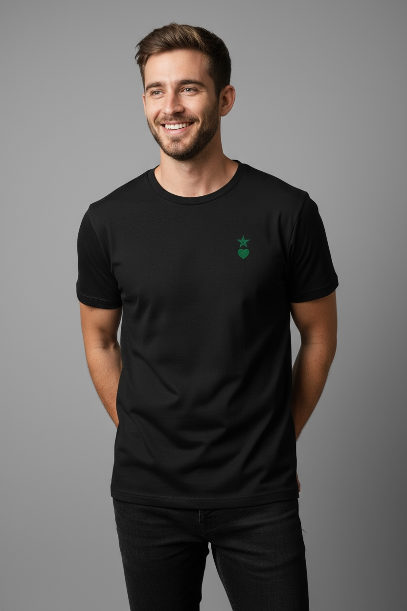 AUNO Black & Green Mens T-Shirt - AUNO