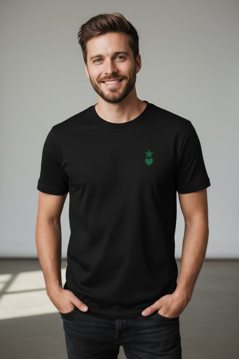 AUNO Black & Green Mens T-Shirt - AUNO