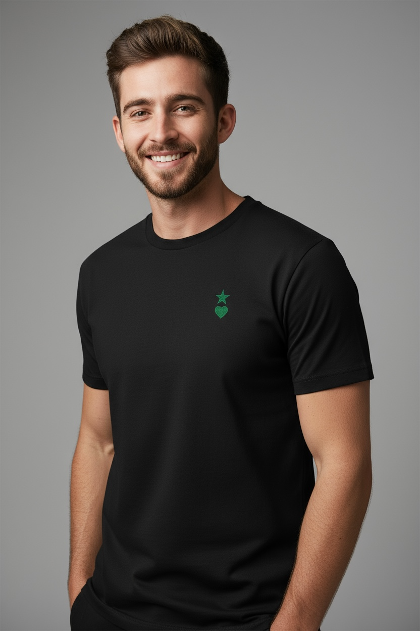 AUNO Black & Green Mens T-Shirt - AUNO