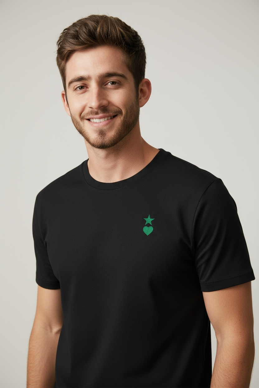 AUNO Black & Green Mens T-Shirt - AUNO