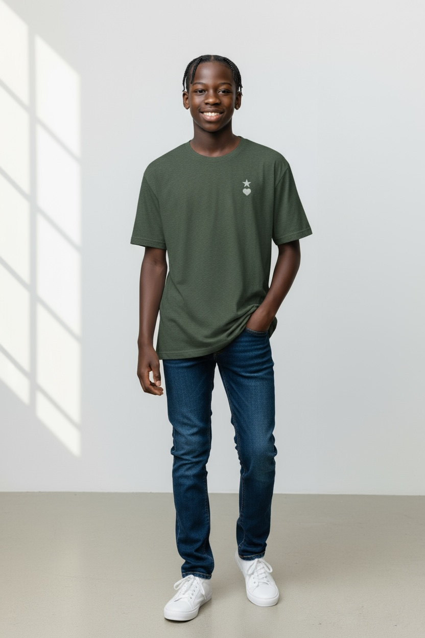 AUNO Forest Green & White Mens T-Shirt - AUNO