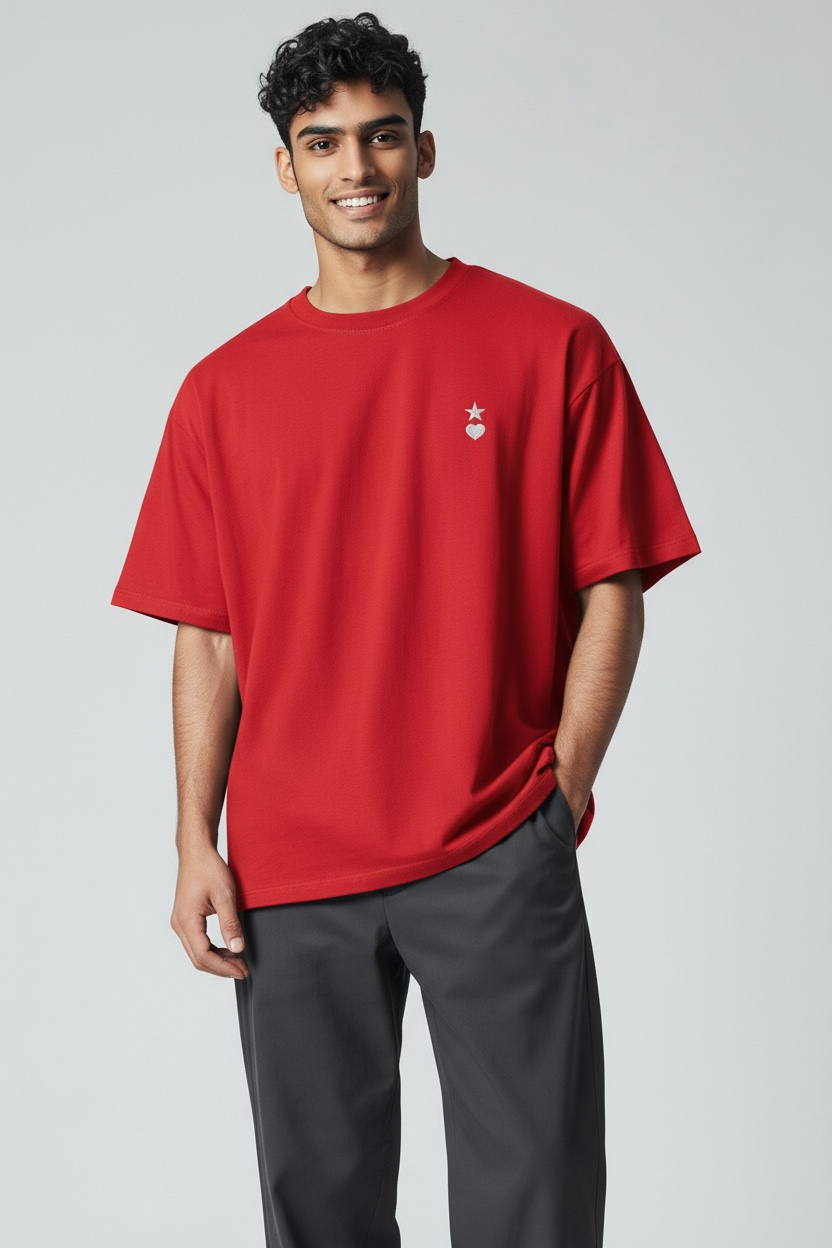 AUNO Red & White Mens T-Shirt - AUNO