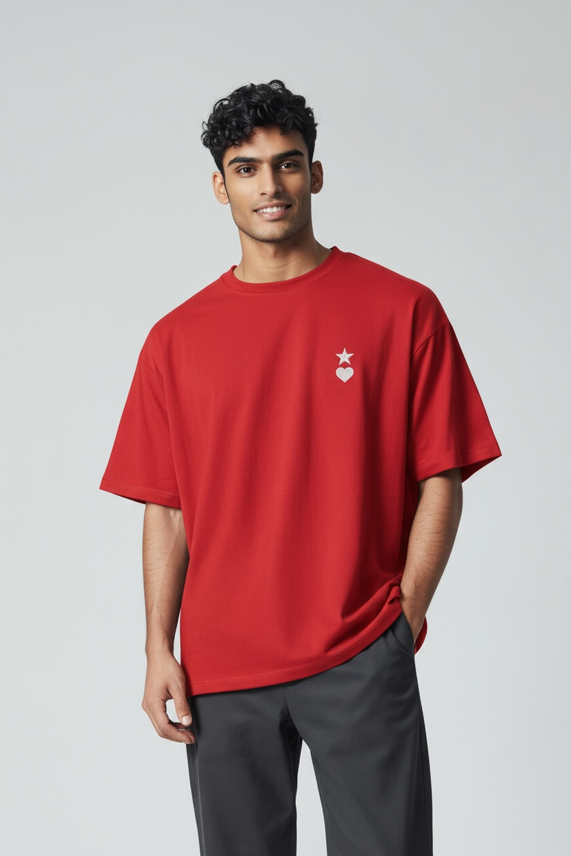 AUNO Red & White Mens T-Shirt - AUNO