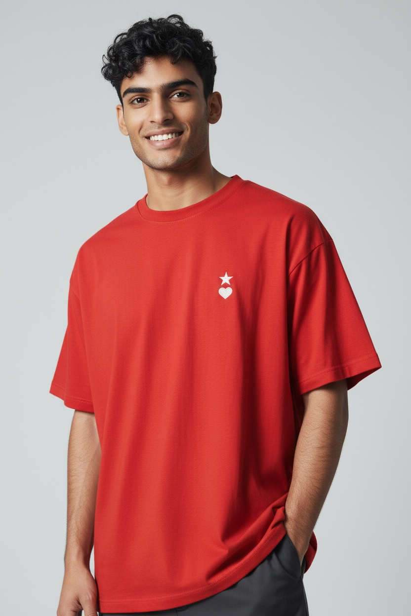 AUNO Red & White Mens T-Shirt - AUNO