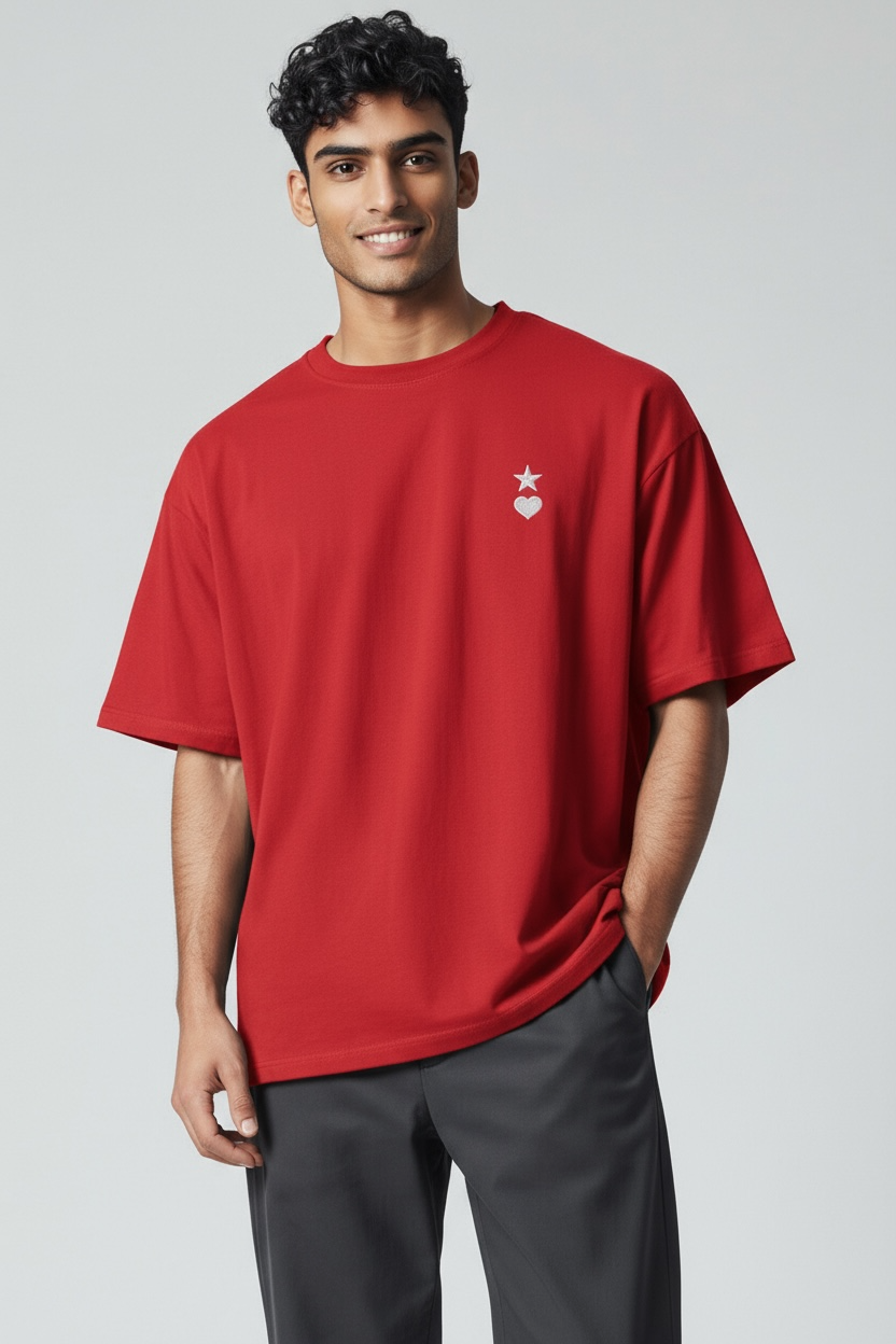 AUNO Red & White Mens T-Shirt - AUNO