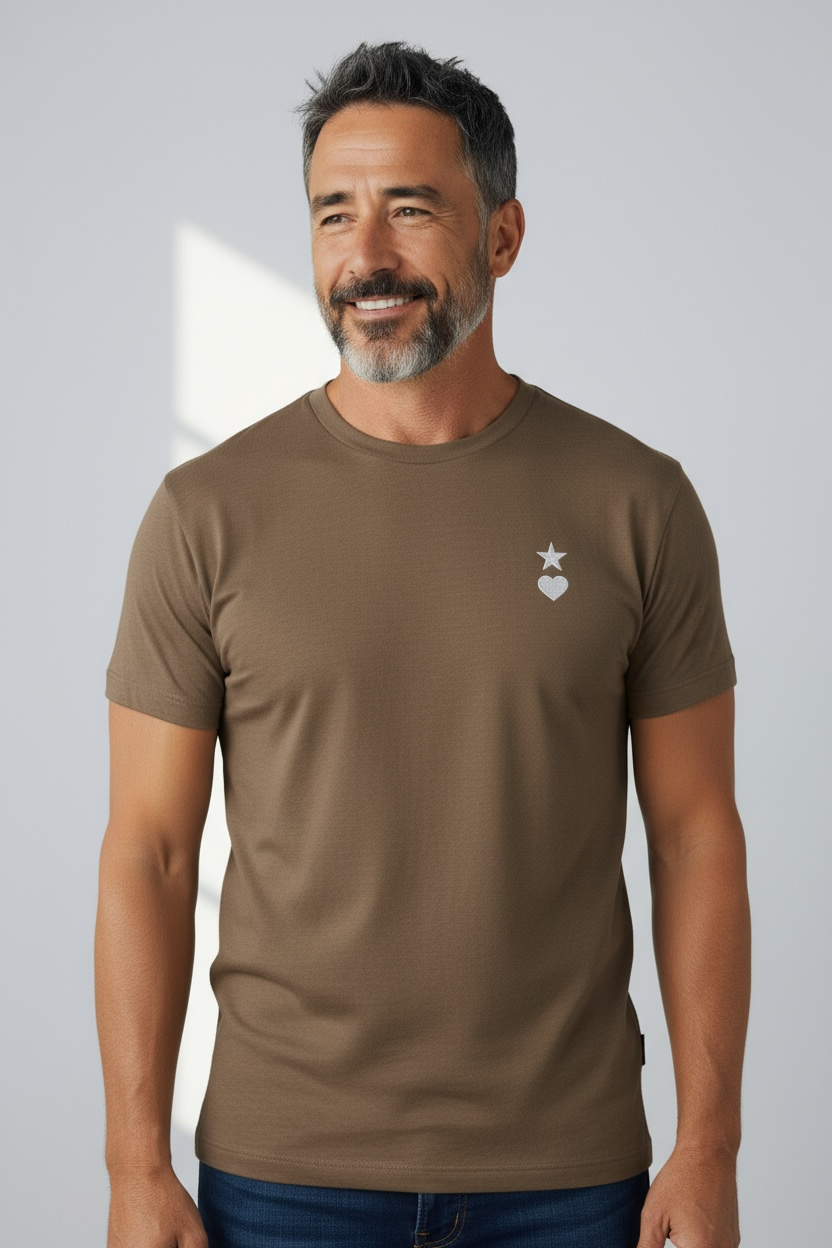 AUNO Heather Brown & White Mens T-Shirt - AUNO