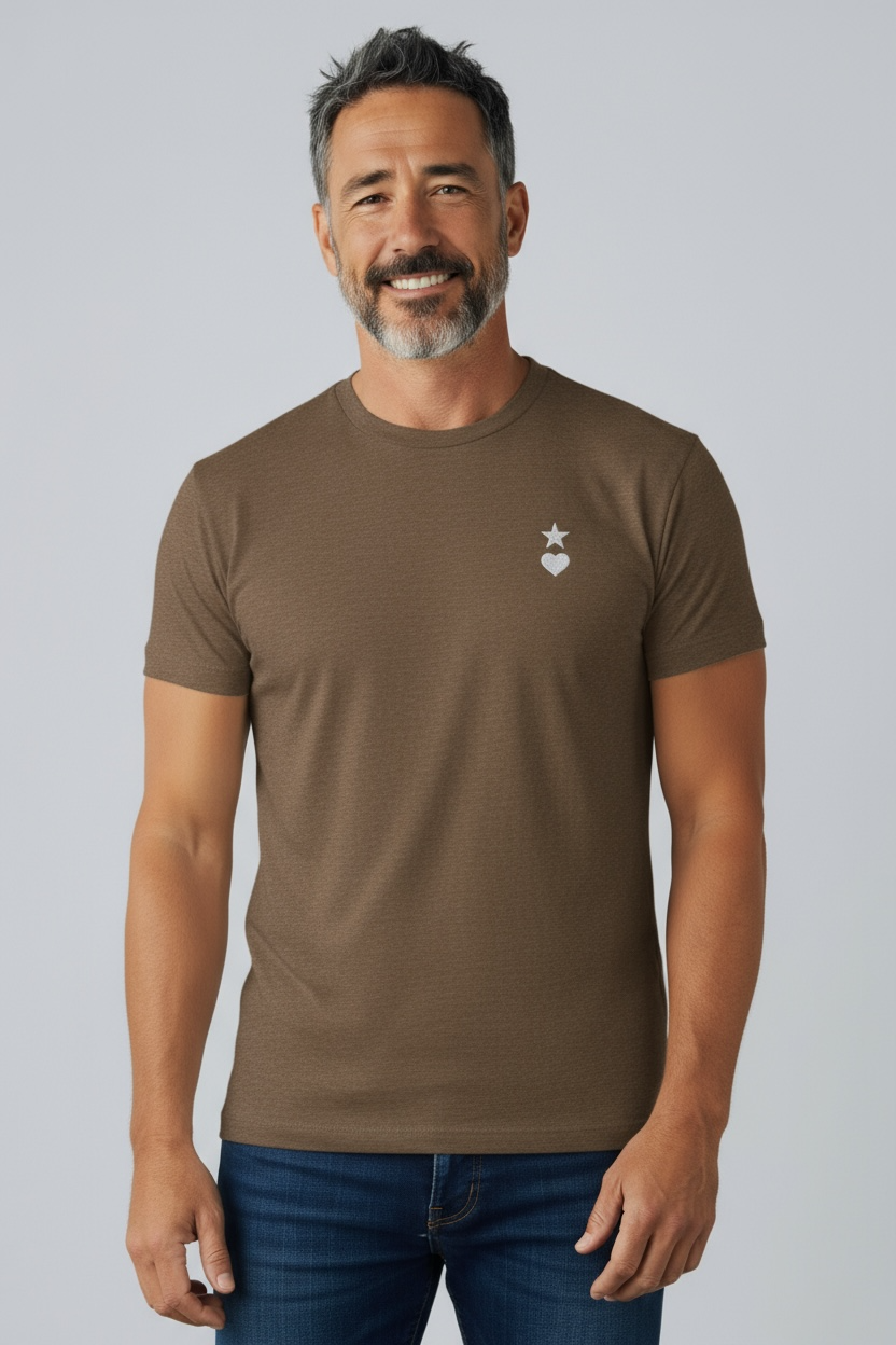 AUNO Heather Brown & White Mens T-Shirt - AUNO