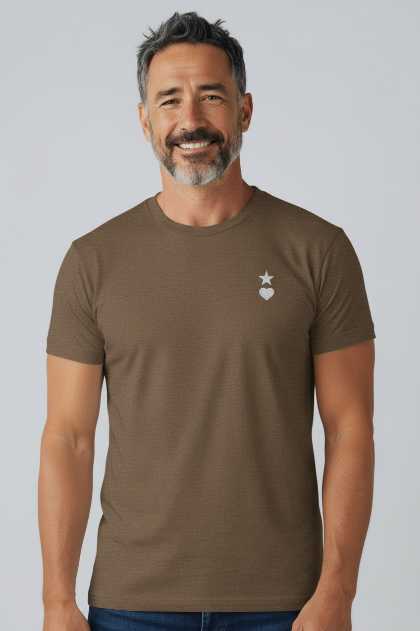 AUNO Heather Brown & White Mens T-Shirt - AUNO