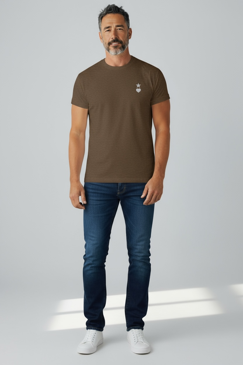 AUNO Heather Brown & White Mens T-Shirt - AUNO