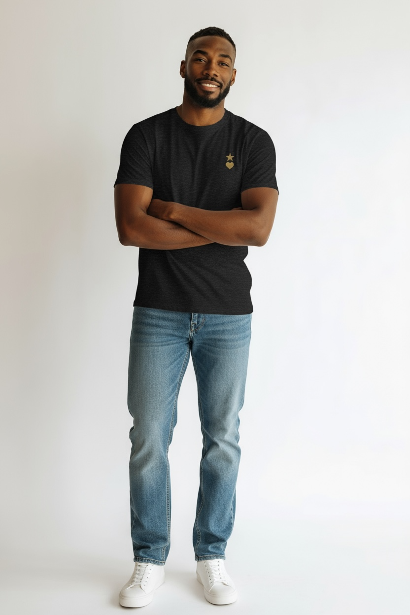 AUNO Heather Black & Gold Mens T-Shirt - AUNO