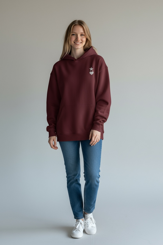 AUNO Maroon & White Womens Hoodie - AUNO