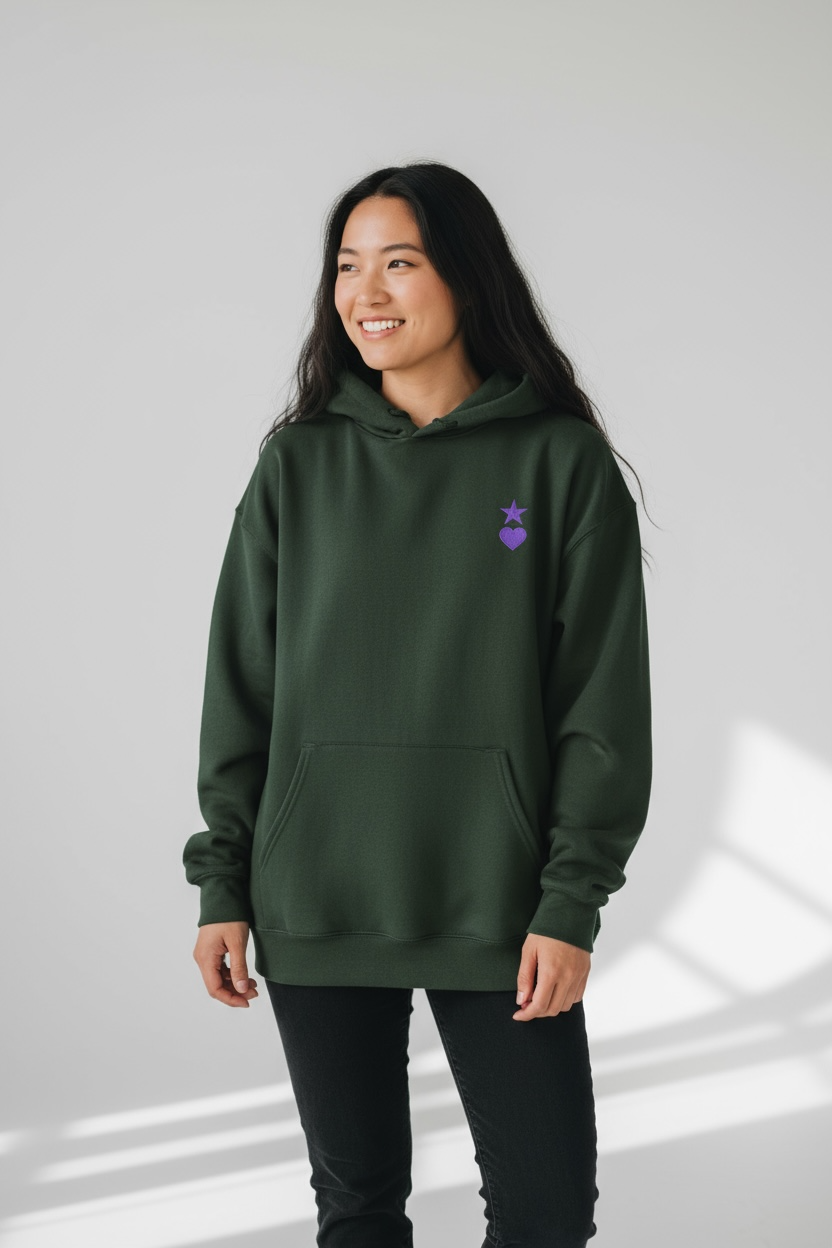 AUNO Forest Green & Purple Womens Hoodie - AUNO