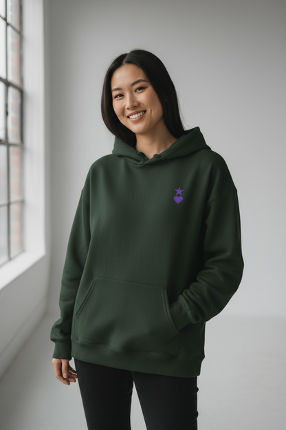 AUNO Forest Green & Purple Womens Hoodie - AUNO