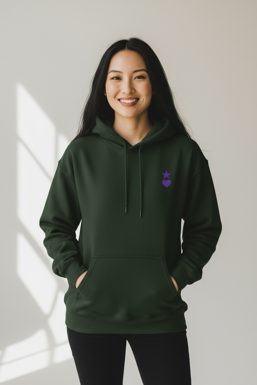 AUNO Forest Green & Purple Womens Hoodie - AUNO