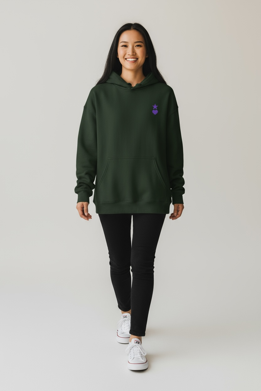 AUNO Forest Green & Purple Womens Hoodie - AUNO