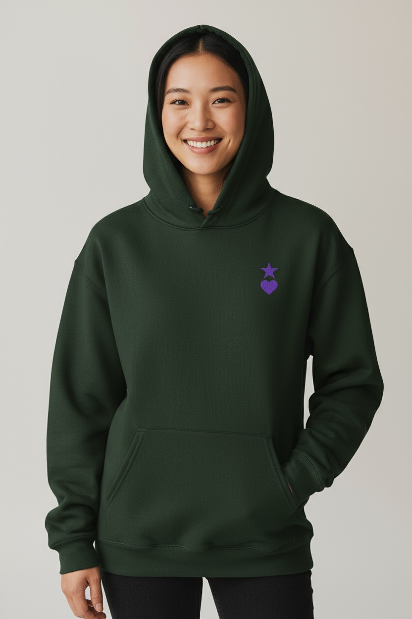 AUNO Forest Green & Purple Womens Hoodie - AUNO