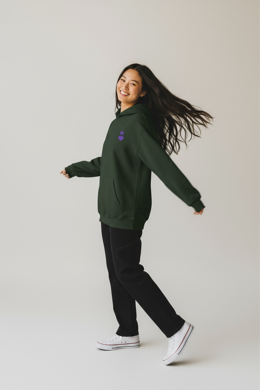 AUNO Forest Green & Purple Womens Hoodie - AUNO